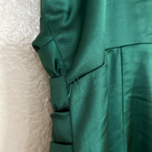 Unmistakable Allure Emerald Green Satin Pleated Maxi Dress - Picture 9 of 10